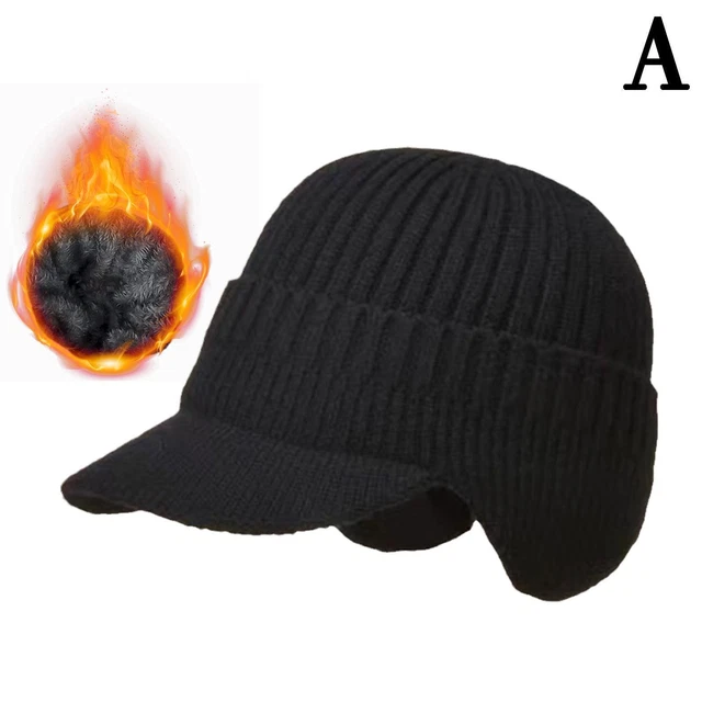 Winter Men's Hat Outdoor Warm Ear Protection Knitted Hat Lining ☆. Beanie N2O9