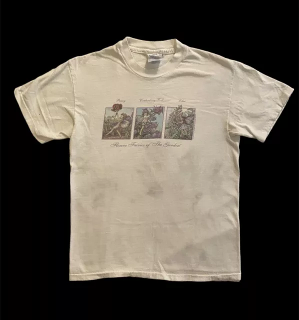 Vintage 90s Hanes Beefy T Flower Fairies Single Stitch T Shirt Adult Size Medium
