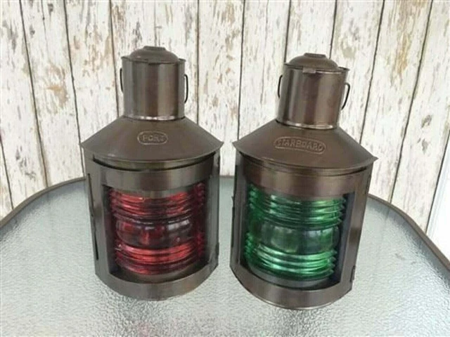 Lantern Oil Set Of 2 Ship Port Lamp Nautical Star Metal Bord  Vintage Lamps