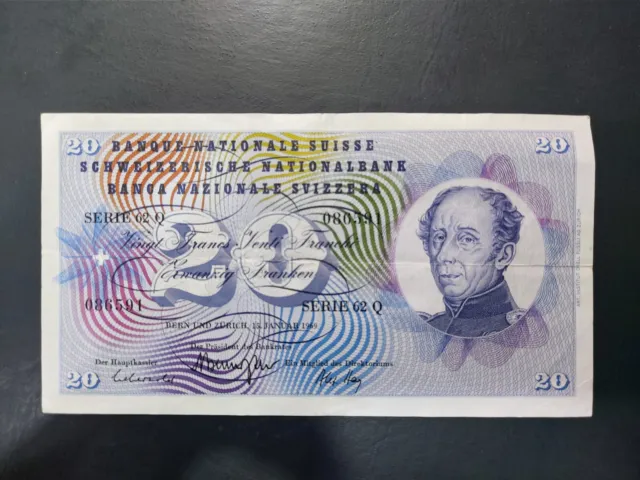 Switzerland 20 Francs, 1969, VF+
