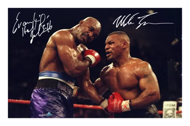 Mike Tyson & Evander Holyfield Signed Photo Print Poster Autograph Boxing