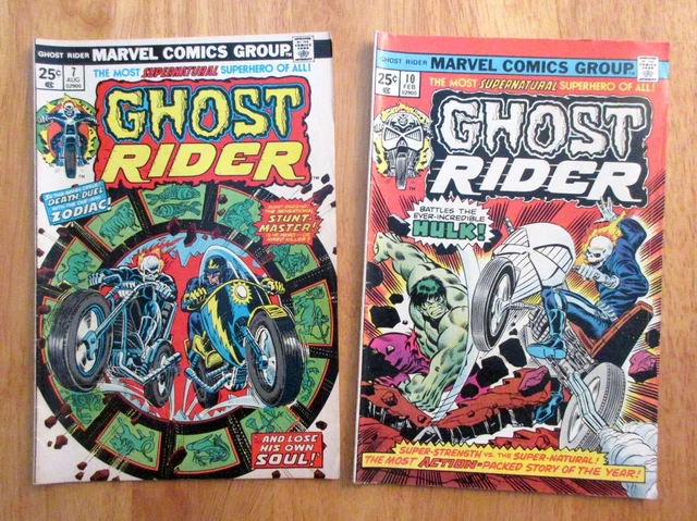 Lot of *2* GHOST RIDER (1974): #7 (FN or FN/FN+), 10 **Hulk Key!** (FN)