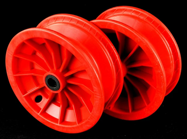 Set Di 4 Ruote In Plastica Solida Hobby TW100 - Diametro 100 Mm, Mozzo Rosso, Larghezza 26 Mm
