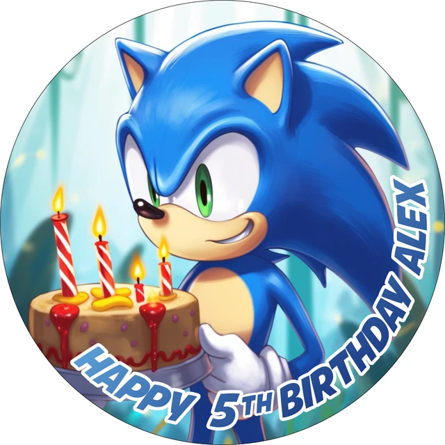 SONIC THE HEDGEHOG Personalised Icing Sugar Edible Birthday Cake Topper £5.59 PicClick UK
