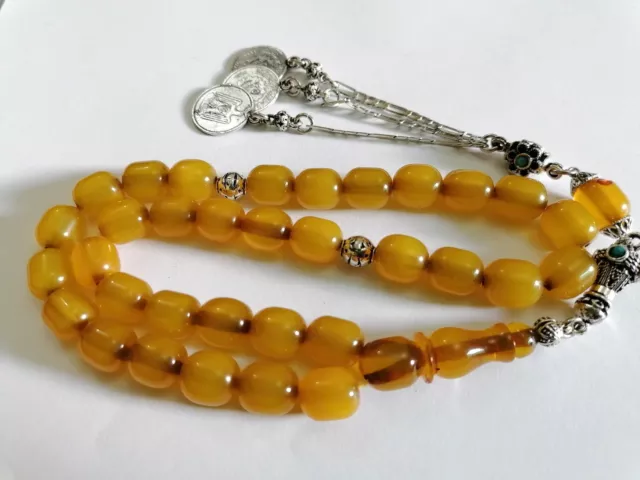 Original 33 Prayer Beads Faturan Cherry Amber Bakelite Tesbih Misbaha Rosary