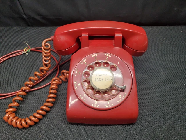 VTG Bell System Western Electric RED Rotary Dial Desk Telephone 500 C/D 1966