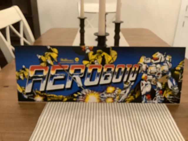 Original Vintage AEROBOTO ARCADE MACHINE MARQUEE SIGN 1984 ROBOT Outer Space