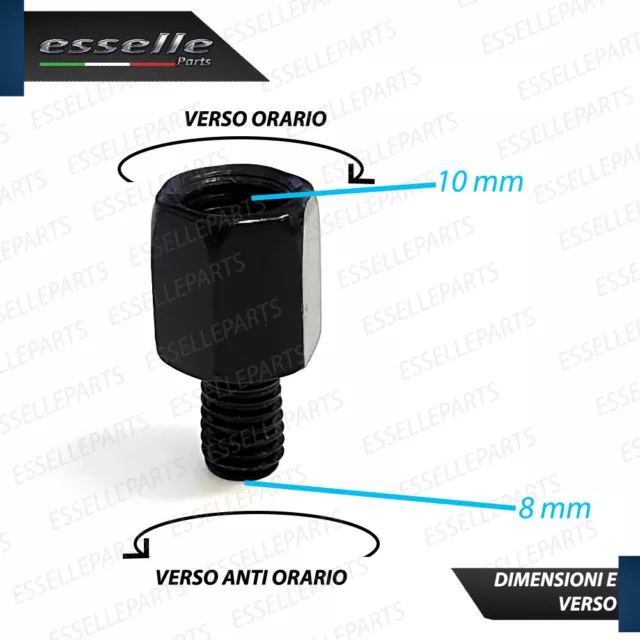 2 X ADATTATORE SPECCHIETTO MOTO SCOOTER VITE 10mm M10 ORARIO A 8mm M8 ANTIORARIO 3