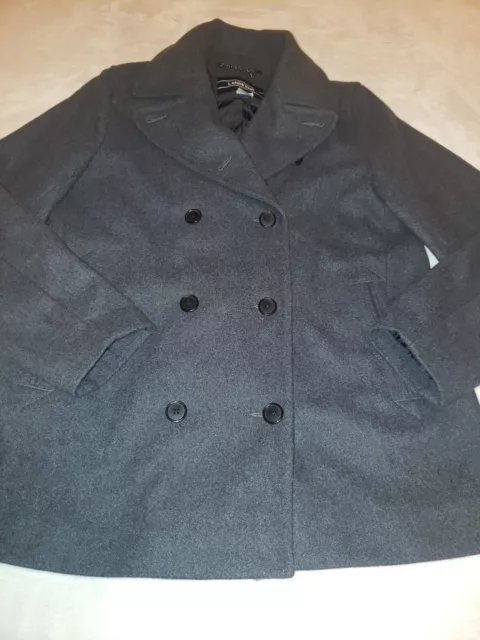 Lands' End Womens Dark Gray Luxe Wool Peacoat Size 8 Buttons