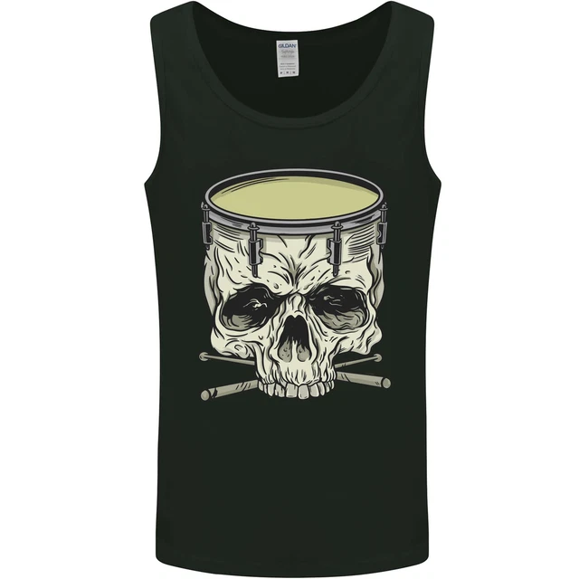 Skull Snare Drum Drummer Drumming Mens Vest Tank Top