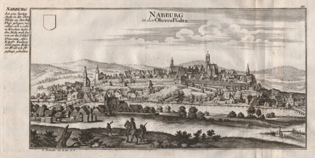 Nabburg Lk Schwandorf Oberpfalz Baviera Engraving Incisione Bodenehr 1720
