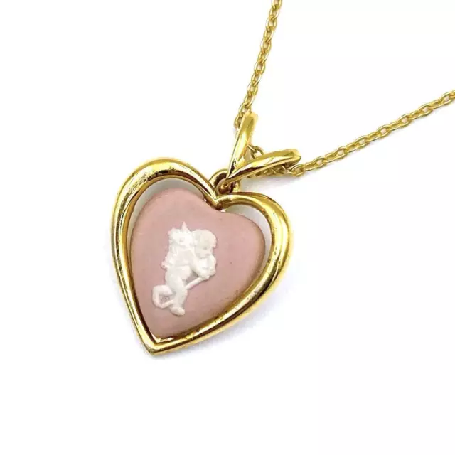 WEDGWOOD NECKLACE HEART Pink Gold Angel $53.20 - PicClick