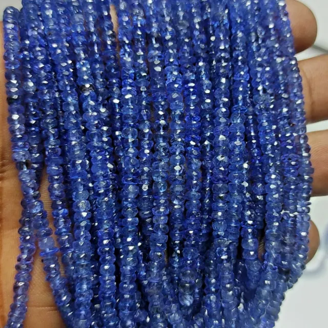 Tanzanite Perles Facettées Gemmes Naturelles Rondelle 3-4mm 8 " 1 Brin 113-157/1