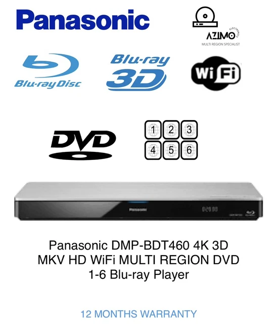 PANASONIC DMP-BDT460 4K 3D MKV HD WiFi MULTI REGIONE DVD 1-6 Lettore ...