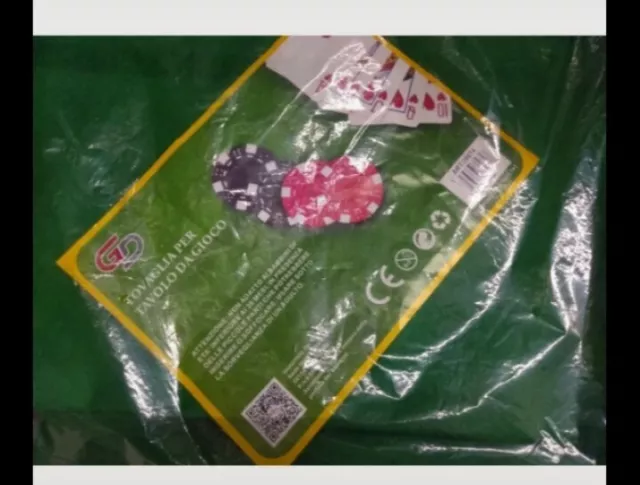 Panno verde da gioco tavolo tessuto tovaglia poker black jack texas hold'em  - 120 x 160 cm
