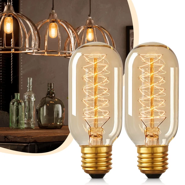 Edison Bulbs 2 Pack 60 Watt Light Bulbs Incandescent Light Bulbs T45 110130 Vo