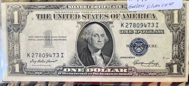 Series 1935 E Blue Seal $1.00 One Dollar Silver Certificate Note Crisp Rare