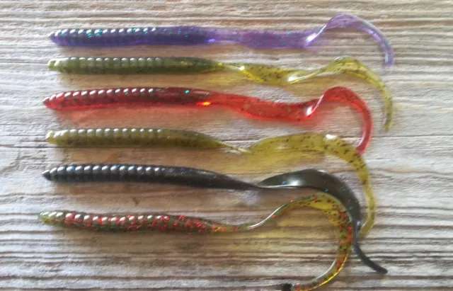 50CT 8 RIBBON Tail Worms 6 colors to choose from bass SOFT