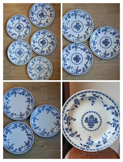 Minton Delft lot 11 assiettes plates et 1 plat de service faïence anglaise