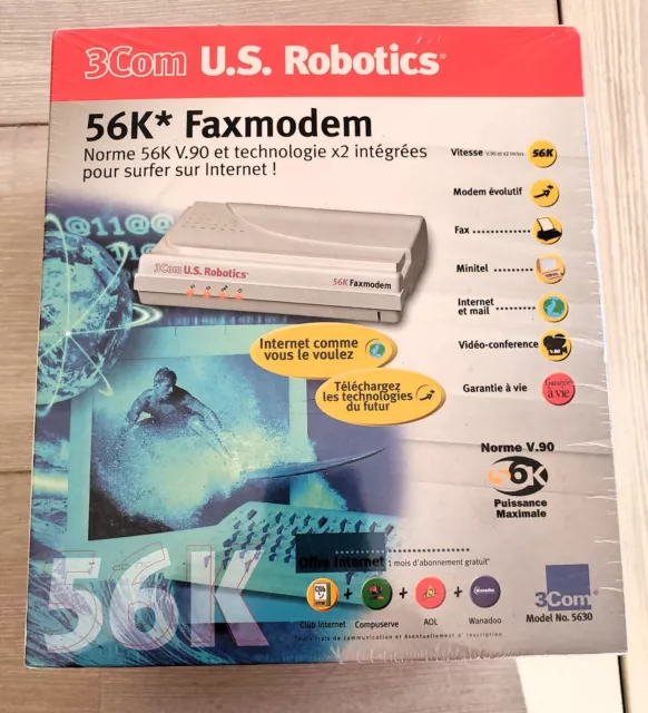 Vintage 3com U.S. Robotics  56K Faxmodem Model 5630 * Neuf sous film *