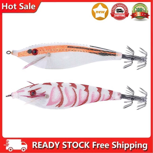 Luminous Squid Jig Hook Wood Shrimp Artificial Bait Sea Cuttlefish Fishing Lures