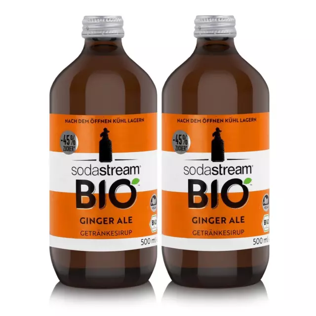 Sodastream Bio Getränkesirup Ginger Ale 500ml - Sirup mit -45% Zucker (2er Pack)