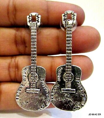 Unisex Antique Guitar Music Charms Hippie Earrings Gypsy Indian Ethnic Accessory