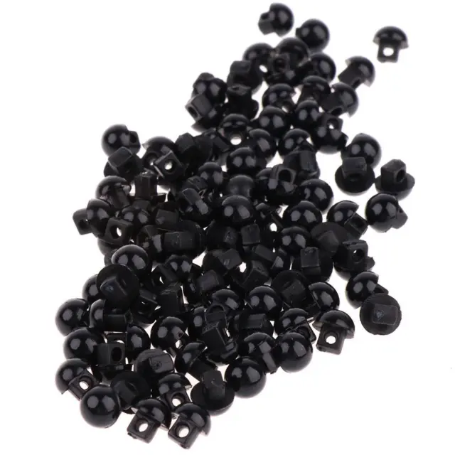 100x 5mm Solid Black Round Bombed Buttons DIY Toys Eyes for Doll Making