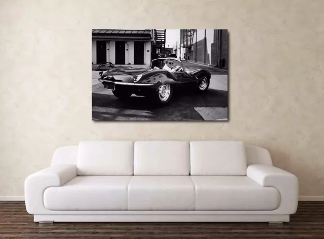 Steve McQueen - Jaguar XKSS 30x20 Inch Canvas Art - Framed Picture 2