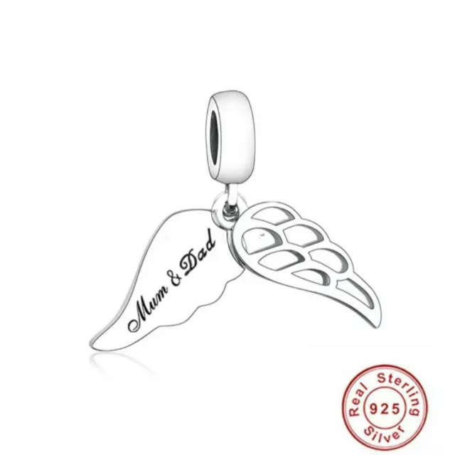 Mum And Dad Angel Wings Charm Guardian Angel Memorial Sterling Silver 925