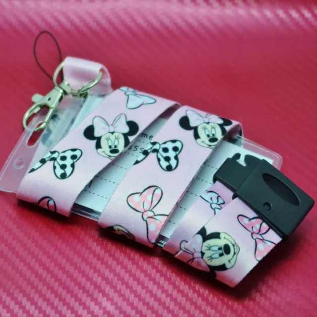 Disney Inspired Cartoon Minnie Mouse Lanyard Card Holder & Safety Clip