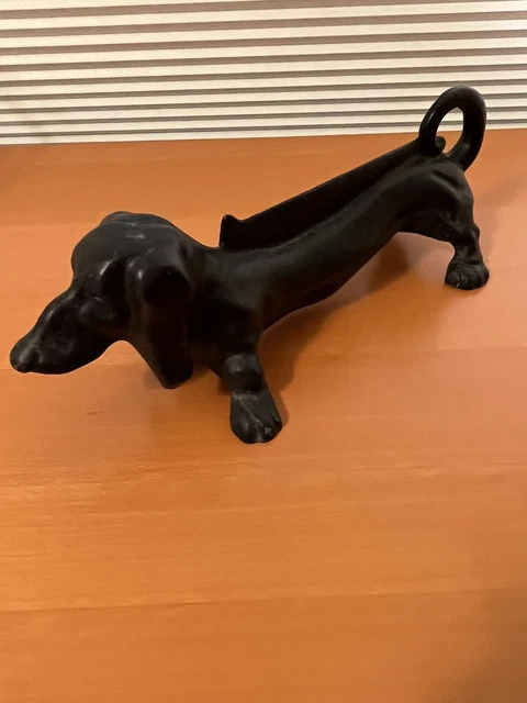 Vintage Cast Iron Black Dachshund Weiner Dog Boot Scraper Door Stop, 15" long