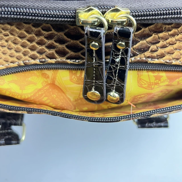 Samantha Brown New 2 Piece Gold/ Brown Trim Carry On Croco Luggage Rolling Bag 12