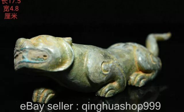 7" Old Chinese Marked Bronze Ware Fengshui 12 Zodiac Year Tiger Sculpture