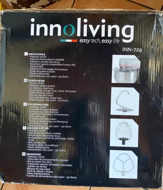 Innoliving INN-729 5L, 700W Impastatrice - Rosa 3