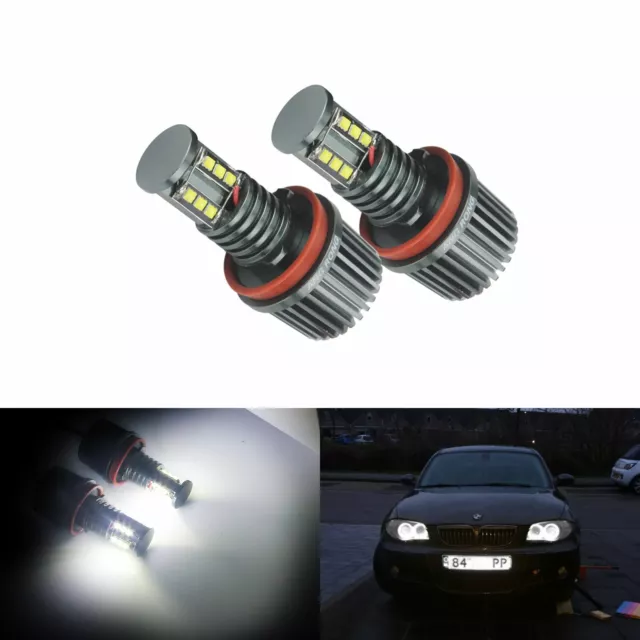 2x H8 120W Angel Eyes LED Feux Phare Blanc Xénon Pour BMW E88 E90 E92 E60 E71