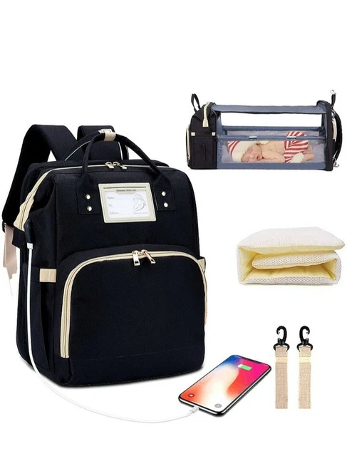Diaper bag backpack with changing station Foldable baby bed backpack 3 in 1