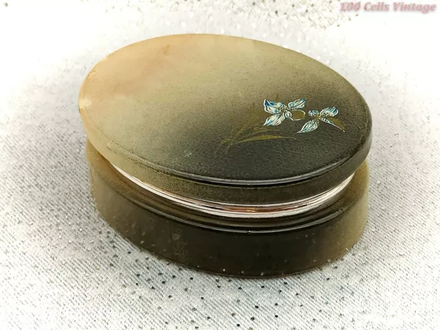 Italian Floral Marble Vintage Trinket/Jewellery/Pill Box-8cm