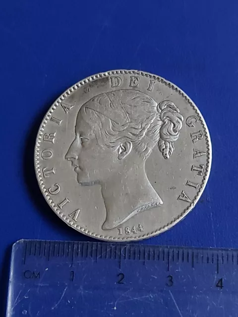 An 1844 Queen Victoria Silver One Crown Coin Previously Brooched