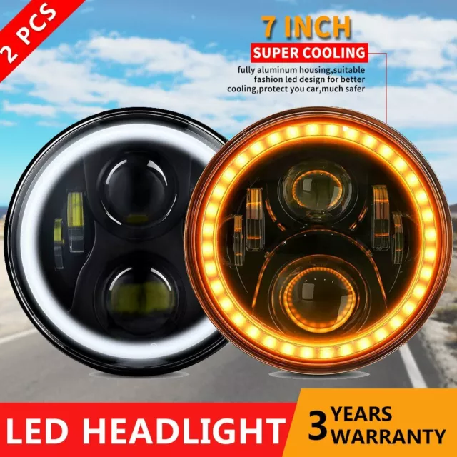 LED Headlight Assembly Headlamp With Day Running Light Angel Eyes
