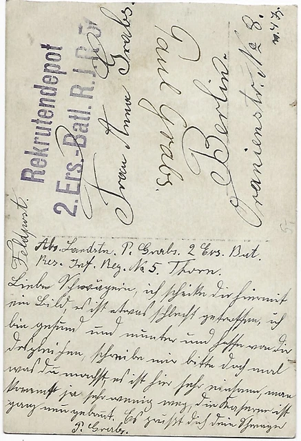 Portrait Thorn ( Torun ) 1WK soldat Landst.Ers.Btl. Res.IR.5 mit Filzpicklelhaub 2