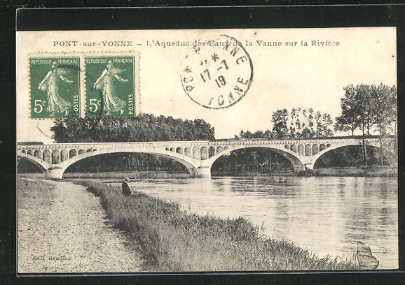 cpa-pont-sur-yonne-l-aqueduc-des-eaux-de-la-vanne-sur-la-riviere-1919
