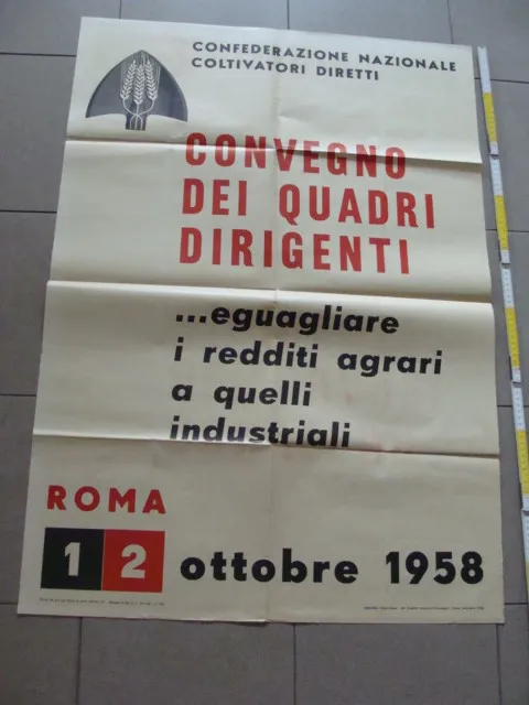 Manifesto Politico Poster Coltivatori Diretti Convegno 1958 D.c.