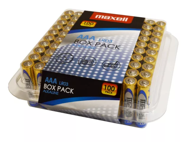 100x MAXELL Batterie Alkaline LR03 Micro AAA im Box Pack