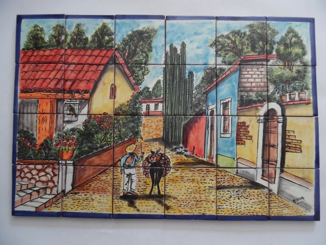 25" CERAMIC TILE MURAL mexican talavera mosaic hand painted backsplash