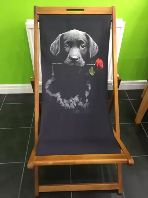 Black Labrador deckchair, Be my Valentine, Love me, love my dog