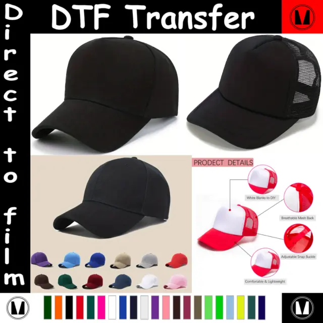 Personalisierte Kappe Drucken Ihrer eigenen Kappe Mütze Unisex Kinder Erwachsene DTF Transfers