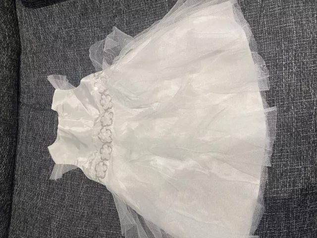 Bambini White Dress 6-9 Months Wedding Christening Flower Girl