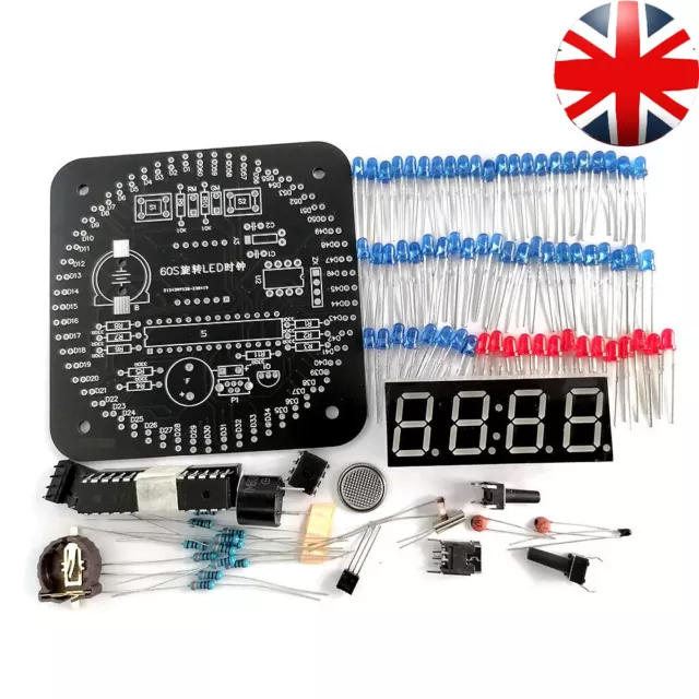 DIY Rotating LED Alarm Electronic Digital Clock Kit Learning Board DS1302 UK