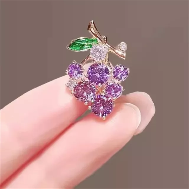 Mini Delicate Grape Pins Grape Brooches For Women Rhinesone Purple Grape Pins